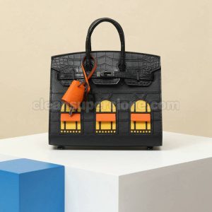 Hermes bag Super Clone picture and price Black Handbag Crocodile women