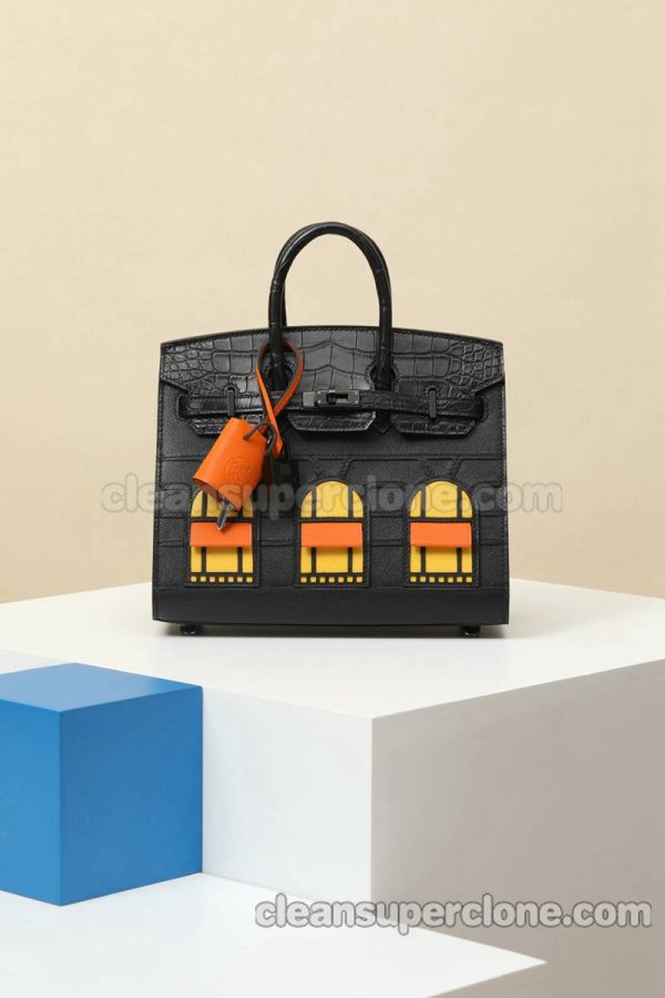 Hermes bag Super Clone picture and price Black Handbag Crocodile women