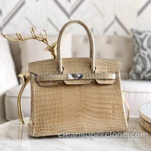 Handbag bag replica details and pricing Milk tea colored Hermes Crocodile women