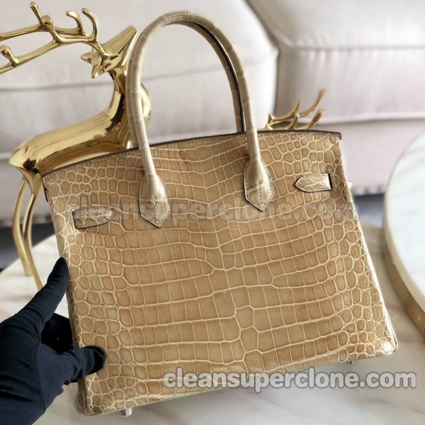 Handbag bag replica details and pricing Milk tea colored Hermes Crocodile women 3