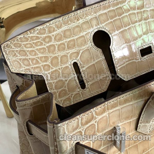 Handbag bag replica details and pricing Milk tea colored Hermes Crocodile women 6