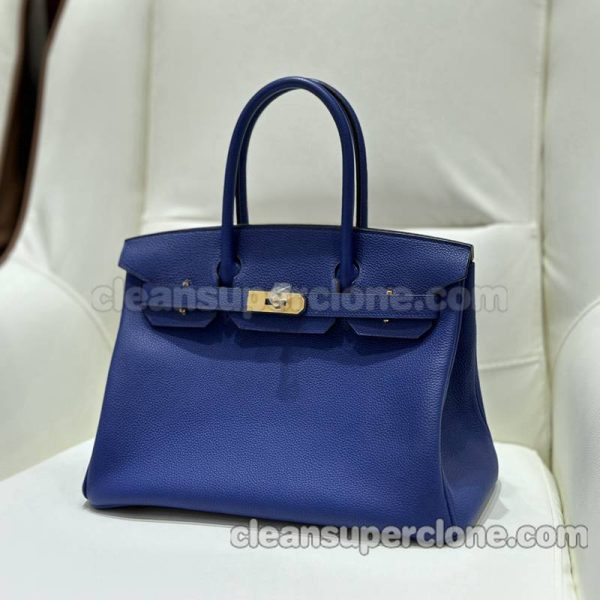 cowhide bag 1:1 Copy description and price Electric Blue Hermes Handbag women 2