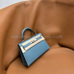 Hermes bag Super Clone picture and price blue and green Handbag Epsom women