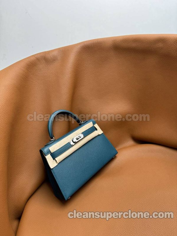 Hermes bag Super Clone picture and price blue and green Handbag Epsom women 6