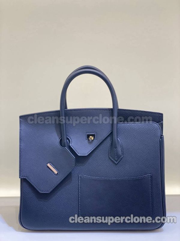 cowhide bag 1:1 Copy description and price blue Hermes Handbag women