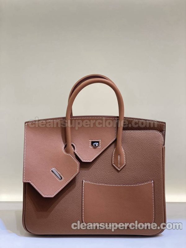 Hermes bag Super Clone picture and price brown Handbag cowhide women