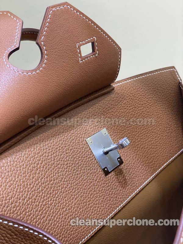 Hermes bag Super Clone picture and price brown Handbag cowhide women 4