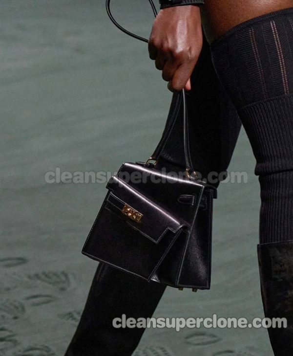 cowhide bag 1:1 Copy description and price black Hermes Shoulder women