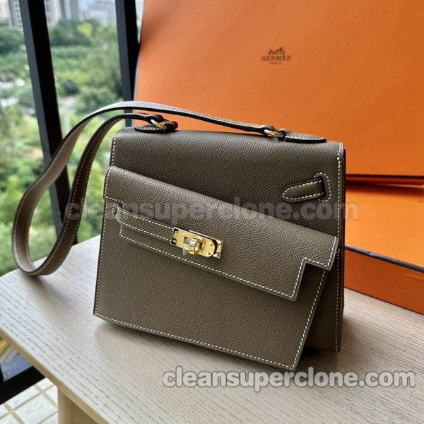 Shoulder bag replica details and pricing Elephant grey Hermes cowhide women