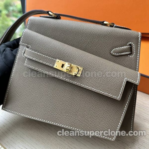 Shoulder bag replica details and pricing Elephant grey Hermes cowhide women 2