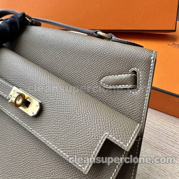 Shoulder bag replica details and pricing Elephant grey Hermes cowhide women 3