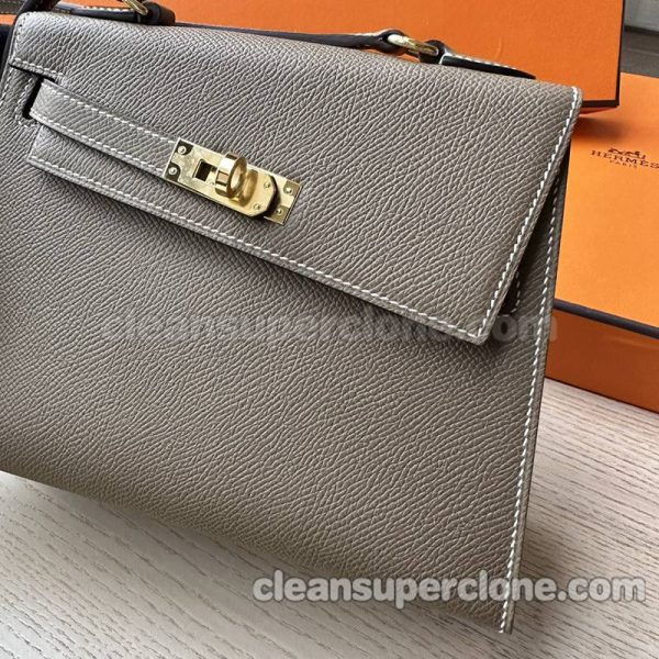 Shoulder bag replica details and pricing Elephant grey Hermes cowhide women 6