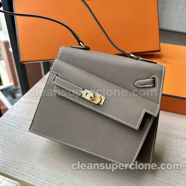 Shoulder bag replica details and pricing Elephant grey Hermes cowhide women 7