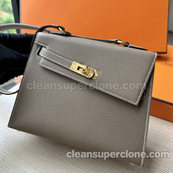 Shoulder bag replica details and pricing Elephant grey Hermes cowhide women 8