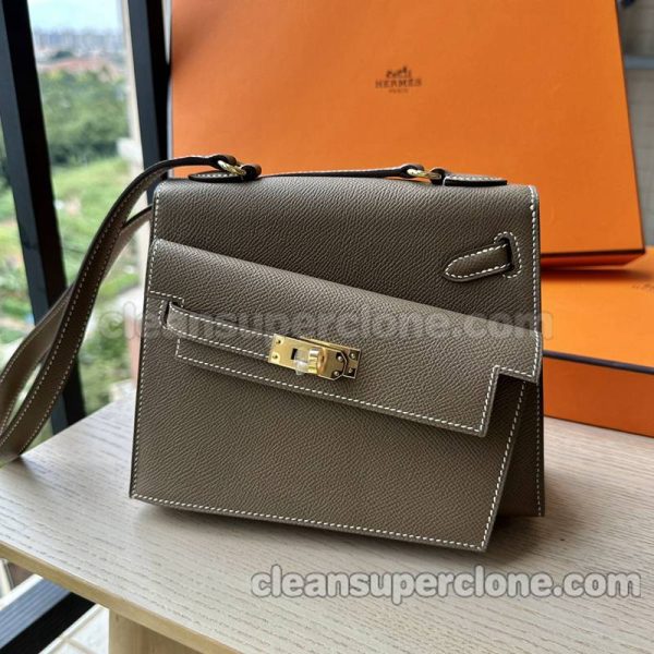 Shoulder bag replica details and pricing Elephant grey Hermes cowhide women 9