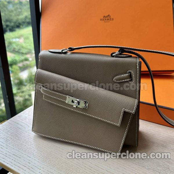 cowhide bag 1:1 Copy description and price Elephant grey Hermes Shoulder women