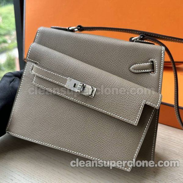 cowhide bag 1:1 Copy description and price Elephant grey Hermes Shoulder women 2