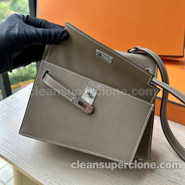 cowhide bag 1:1 Copy description and price Elephant grey Hermes Shoulder women 4