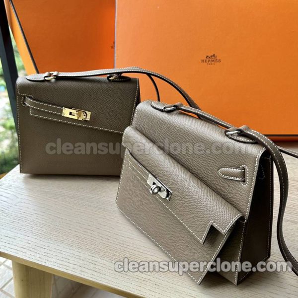 cowhide bag 1:1 Copy description and price Elephant grey Hermes Shoulder women 9