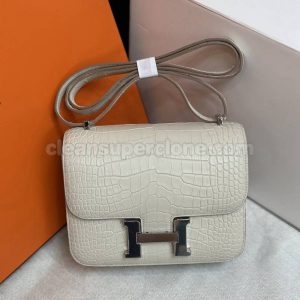 cowhide bag 1:1 Copy description and price Glacier white Hermes Shoulder Crossbody women