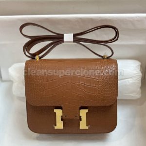 Hermes bag Super Clone picture and price Gold brown Shoulder Crossbody cowhide women