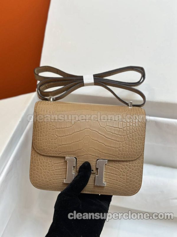 Alligator bag 1:1 Copy description and price Milk tea color Hermes Shoulder Crossbody women