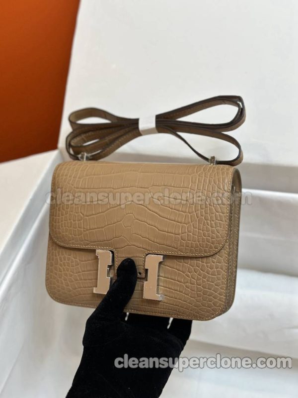 Alligator bag 1:1 Copy description and price Milk tea color Hermes Shoulder Crossbody women 2