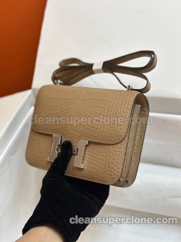 Alligator bag 1:1 Copy description and price Milk tea color Hermes Shoulder Crossbody women 3