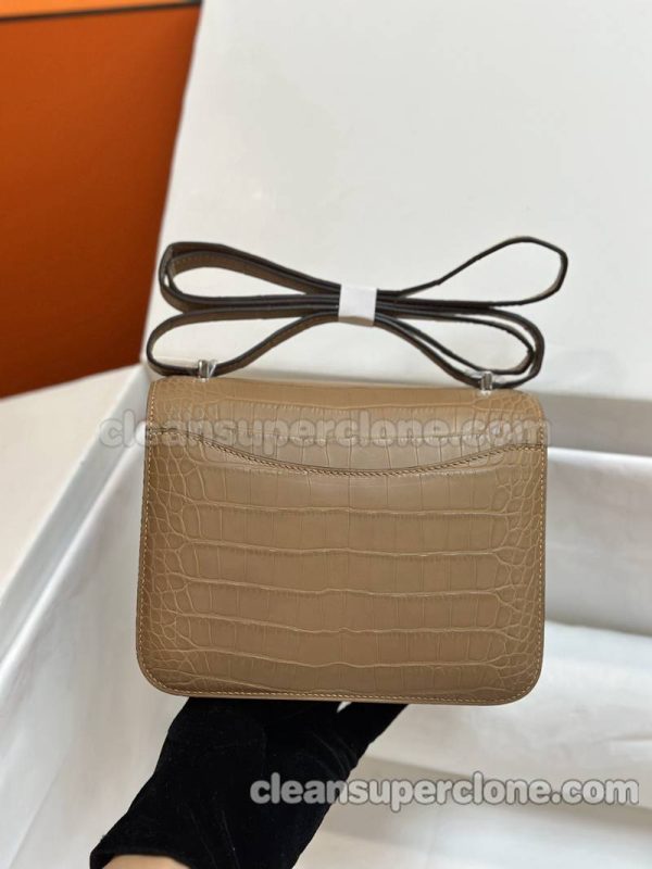 Alligator bag 1:1 Copy description and price Milk tea color Hermes Shoulder Crossbody women 5