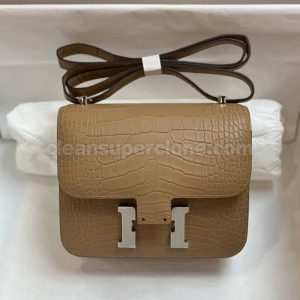 Alligator bag 1:1 Copy description and price Milk tea color Hermes Shoulder Crossbody women 6