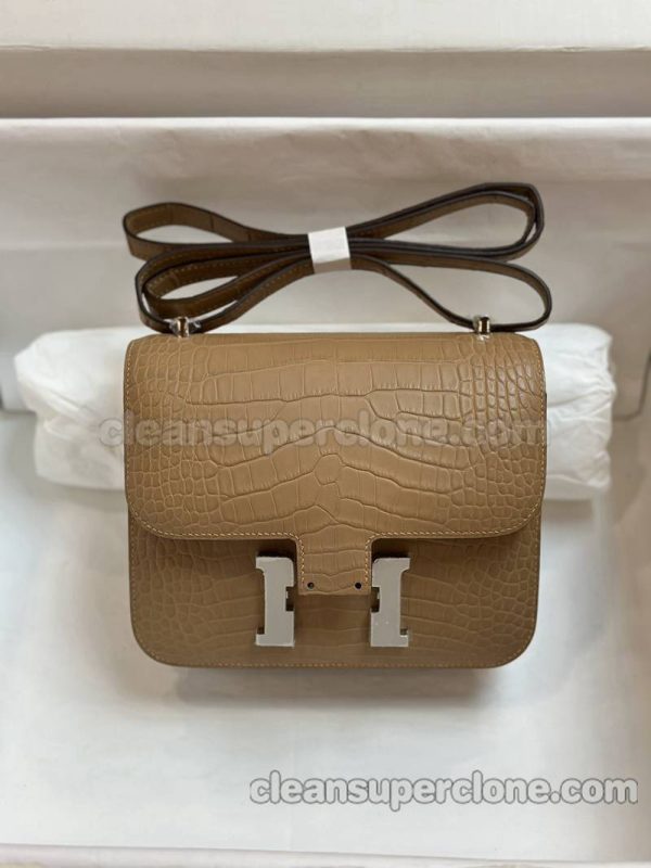 Alligator bag 1:1 Copy description and price Milk tea color Hermes Shoulder Crossbody women 6