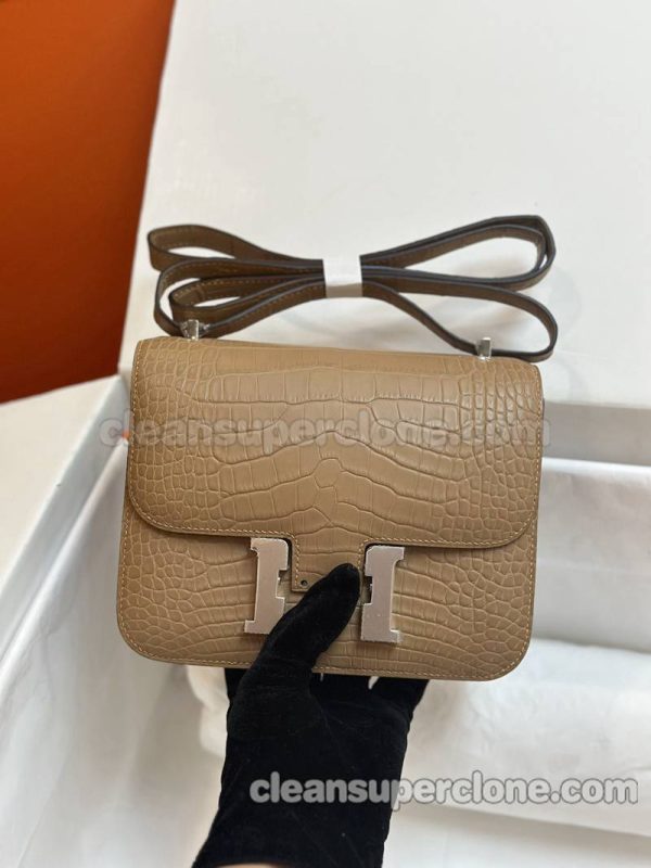 Alligator bag 1:1 Copy description and price Milk tea color Hermes Shoulder Crossbody women 7