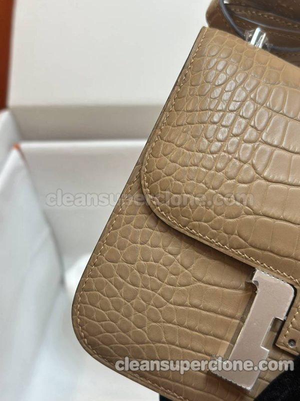 Alligator bag 1:1 Copy description and price Milk tea color Hermes Shoulder Crossbody women 8