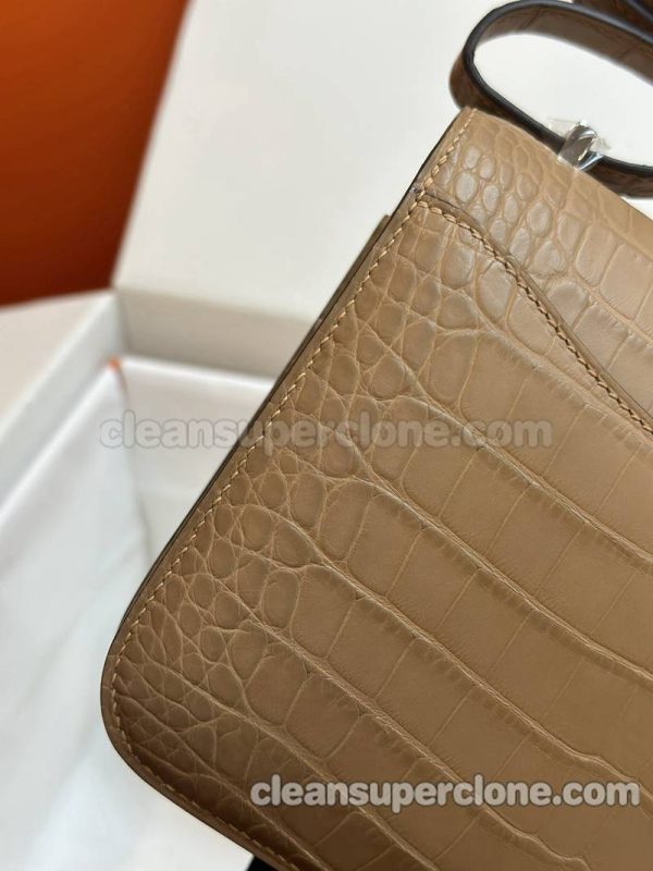 Alligator bag 1:1 Copy description and price Milk tea color Hermes Shoulder Crossbody women 9