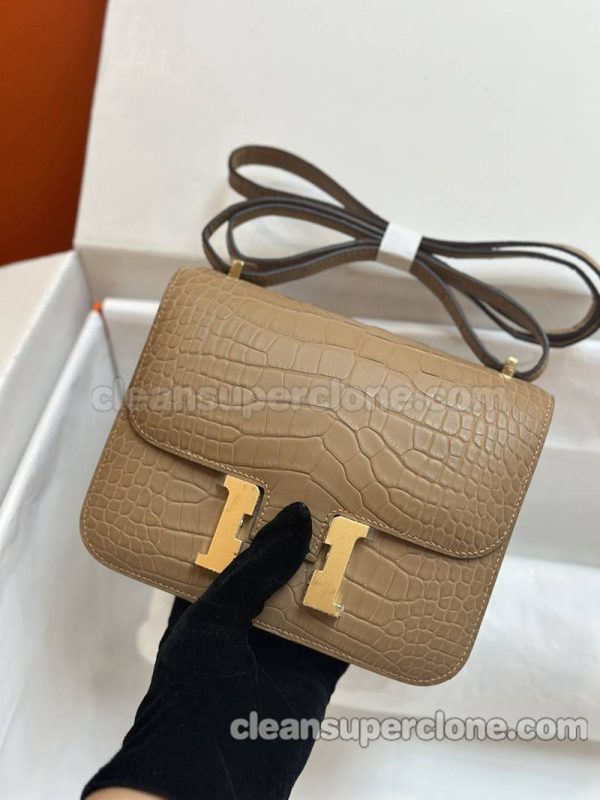 Hermes bag Super Clone picture and price Milk tea color Shoulder Crossbody Alligator women 7