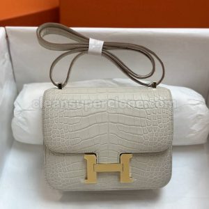 Shoulder bag replica details and pricing Glacier white Hermes Crossbody Alligator women 7