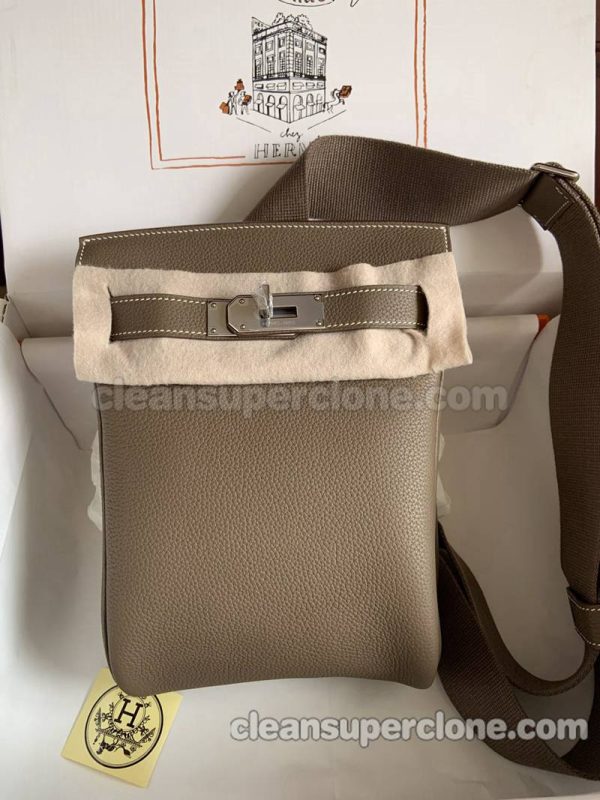 cowhide bag 1:1 Copy description and price brown Hermes Waist women and men