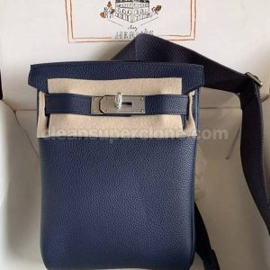 Hermes bag Super Clone picture and price blue Waist cowhide women and men