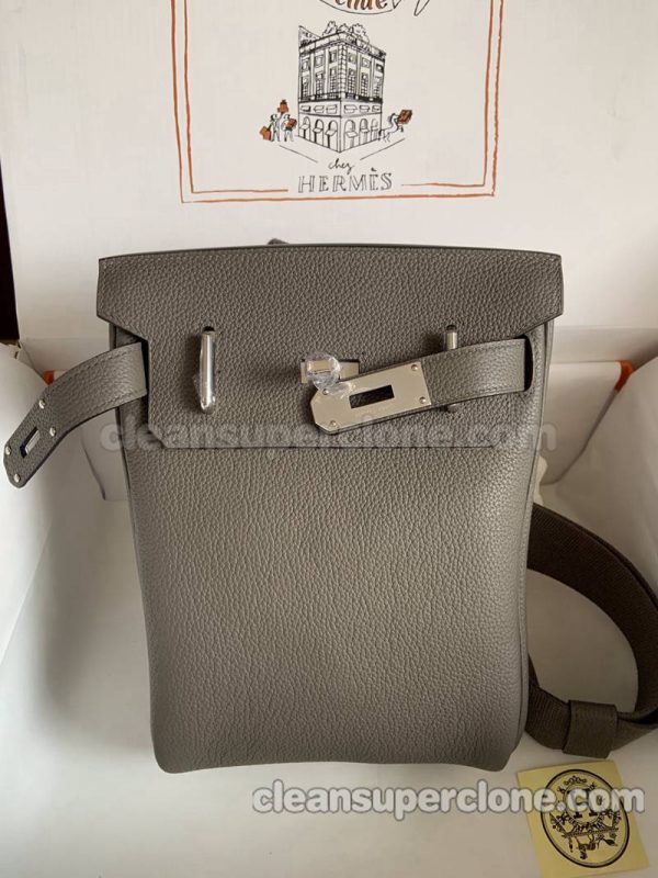 Waist bag replica details and pricing gray Hermes cowhide women and men 6