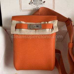 cowhide bag 1:1 Copy description and price Orange Hermes Waist women and men