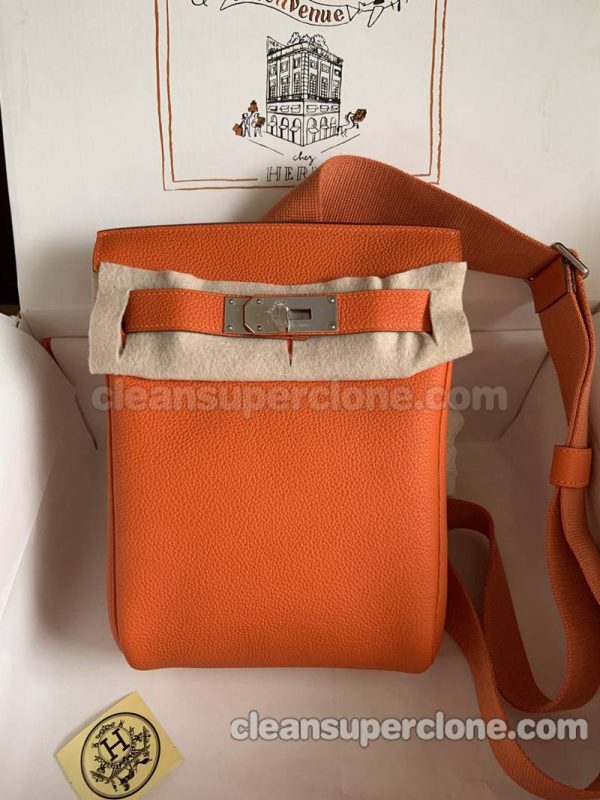 cowhide bag 1:1 Copy description and price Orange Hermes Waist women and men