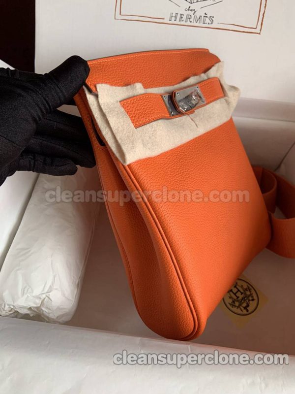 cowhide bag 1:1 Copy description and price Orange Hermes Waist women and men 4