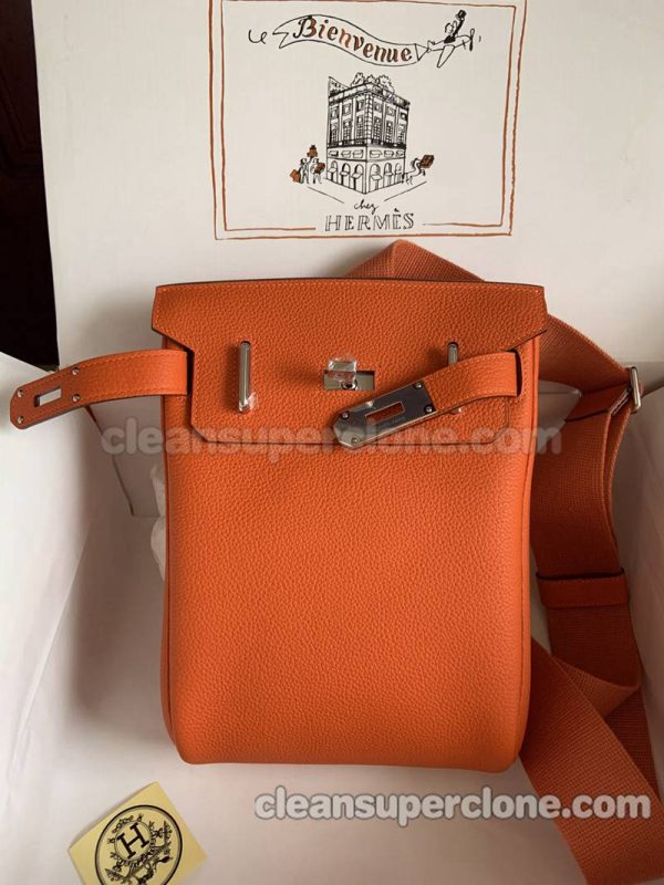 cowhide bag 1:1 Copy description and price Orange Hermes Waist women and men 5