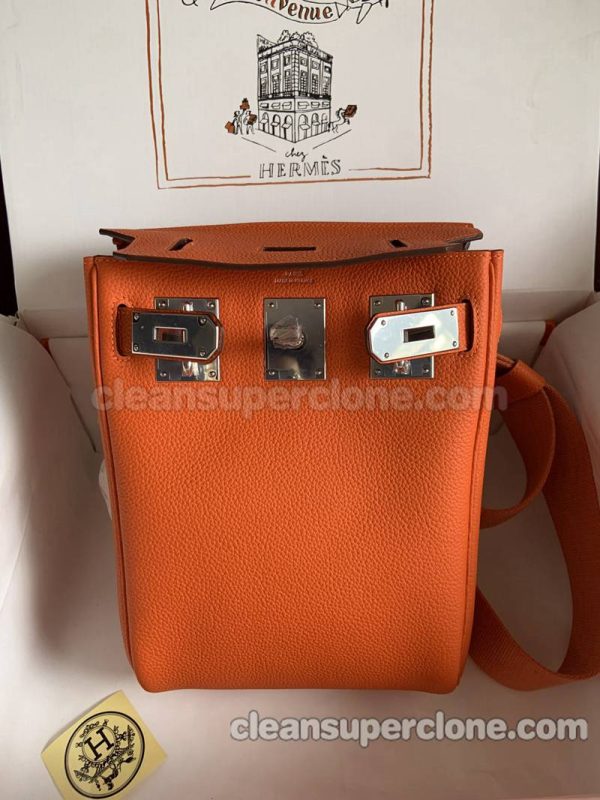 cowhide bag 1:1 Copy description and price Orange Hermes Waist women and men 8