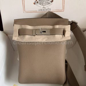 Hermes bag Super Clone picture and price milk tea color Waist cowhide women and men