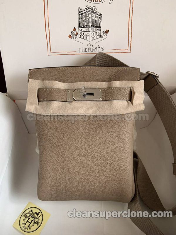 Hermes bag Super Clone picture and price milk tea color Waist cowhide women and men