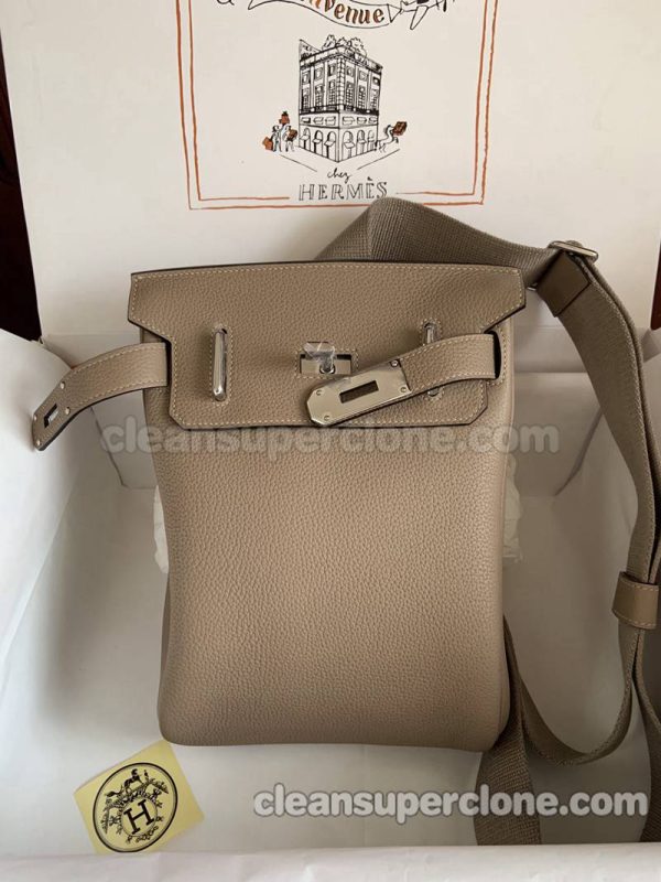 Hermes bag Super Clone picture and price milk tea color Waist cowhide women and men 5