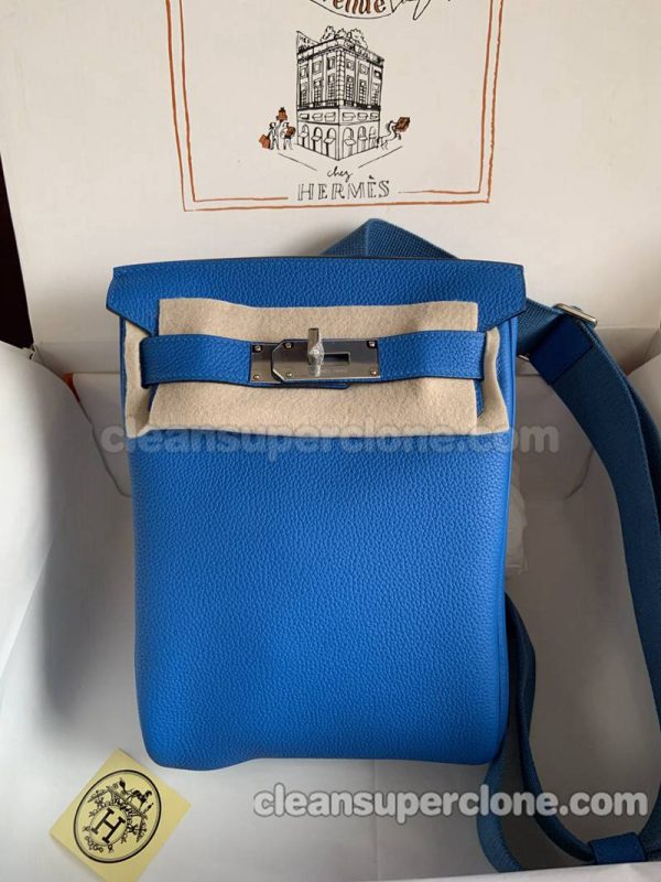 cowhide bag 1:1 Copy description and price blue Hermes Waist women and men