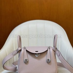 cowhide bag 1:1 Copy description and price pink Hermes Crossbody Shoulder women