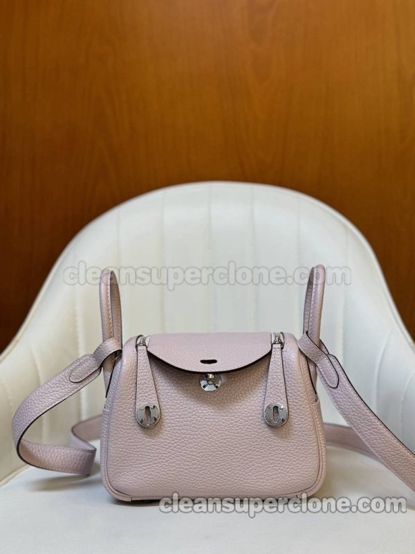 cowhide bag 1:1 Copy description and price pink Hermes Crossbody Shoulder women